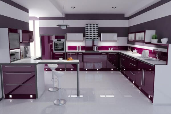 High Gloss Modular kitchen design in Noida
